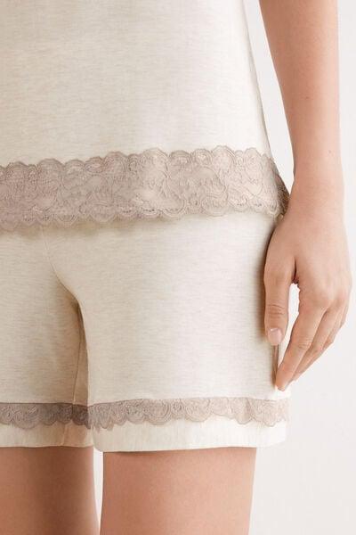 Beige Romantic Lace Frill Trims Pyjama Set, 5601_948J, large image number 5
