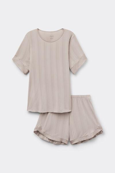 Beige Delicate Alchemy Short Modal Pyjama Set, , large image number 2