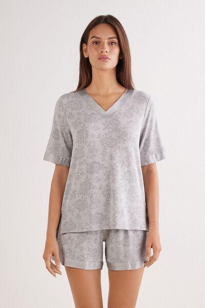 Grey Soft Dreams Devorato Pattern Pyjama Set, , large image number 0