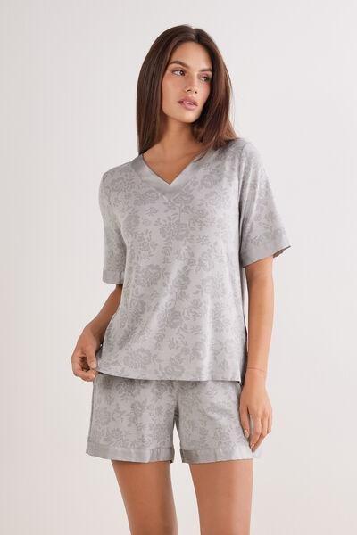 Grey Soft Dreams Devorato Pattern Pyjama Set, , large image number 2