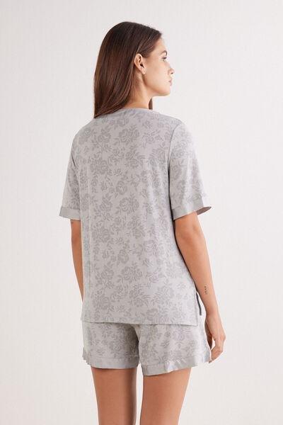 Grey Soft Dreams Devorato Pattern Pyjama Set, , large image number 3