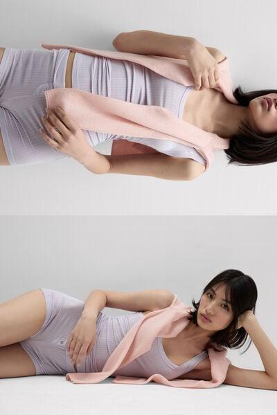Lilac Soft Lounge Short Ribbed Modal Pyjama Set, 5601_056K, large image number 0