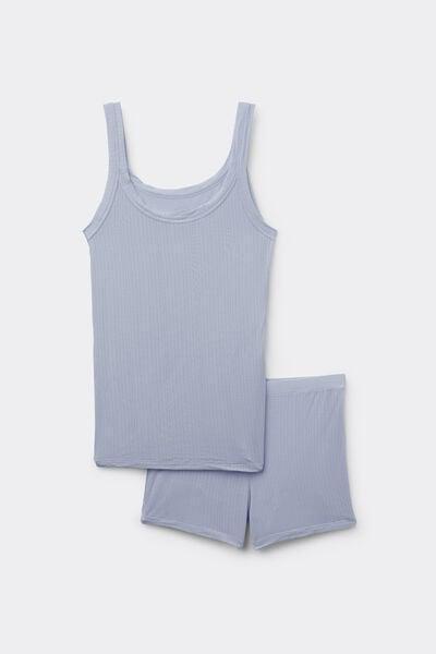 Blue Soft Lounge Short Ribbed Modal Pyjama Set, 5601_064K, large image number 3