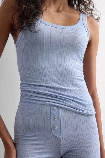 Blue Soft Lounge Short Ribbed Modal Pyjama Set, 5601_064K, large image number 5