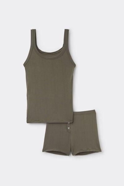 Green Soft Lounge Short Ribbed Modal Pyjama Set, 5601_660J, large image number 3