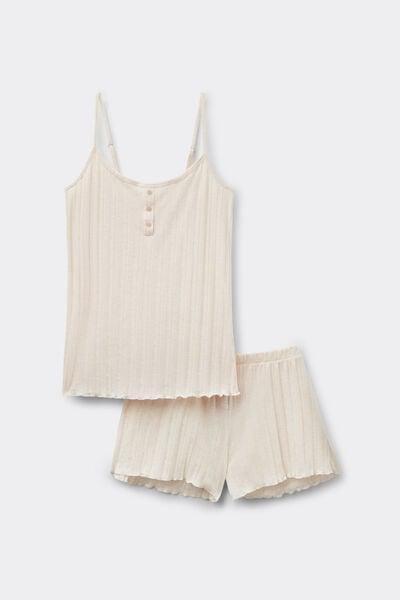 ALMOND ROSE MELANGE Sweet Pointelle Short Pyjamas, 5601_070K, large image number 3