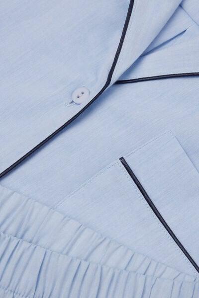 CHAMBRAY BLUE NI Chambray Cotton and Modal Short Pyjamas, 5601_067K, large image number 4