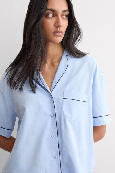 CHAMBRAY BLUE NI Chambray Cotton and Modal Short Pyjamas, 5601_067K, large image number 5