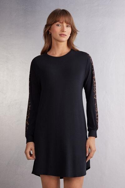 Multicolour Luxurious Leopard Modal Nightgown, , medium