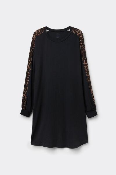 Multicolour Luxurious Leopard Modal Nightgown, , large image number 2