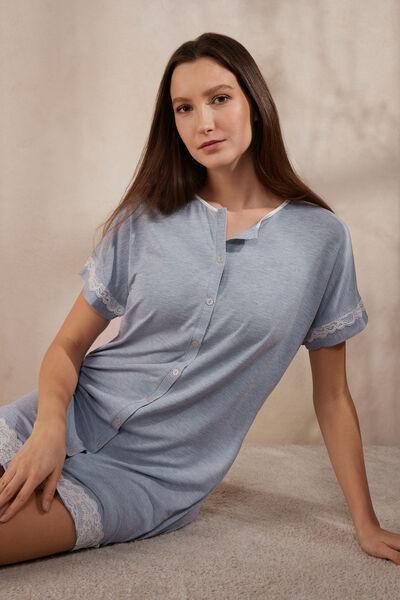 Blue Button-Down Nightdress, , large image number 1