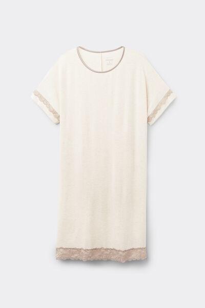 Beige Short-Sleeved Nightdress, , large image number 2