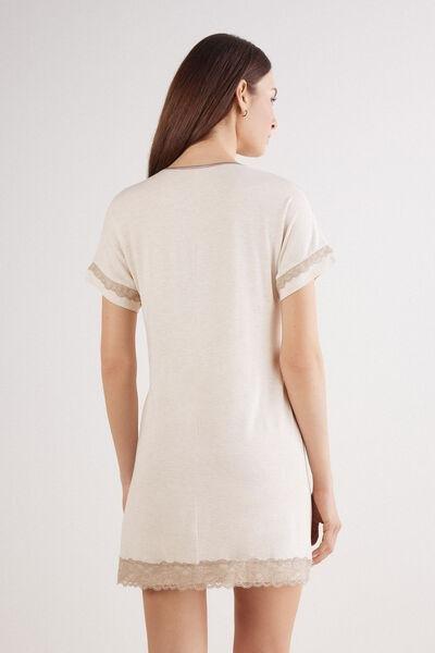 Beige Short-Sleeved Nightdress, , large image number 3