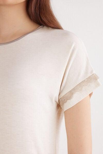 Beige Short-Sleeved Nightdress, 5601_948J, large image number 5