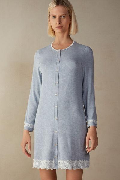 Blue Button-Down Nightdress, , large image number 0