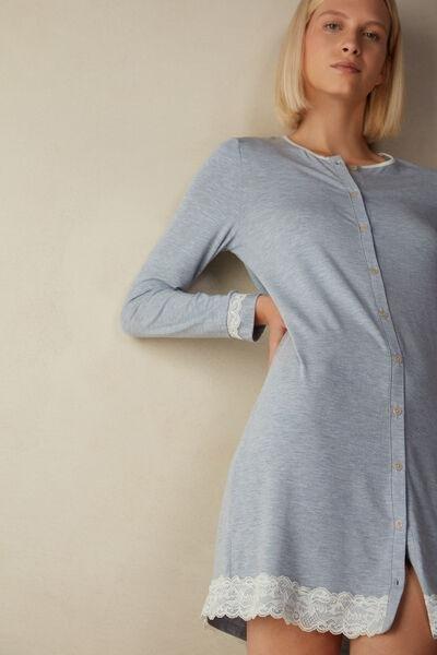 Blue Button-Down Nightdress, , large image number 1