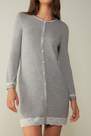 Light Grey Blend Button-Front Nightdress With Lace Detail, Women