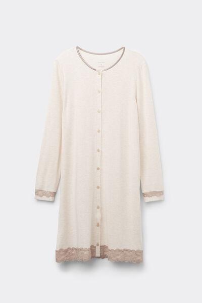 Beige Button-Front Lace Detail Nightdress, , large image number 2