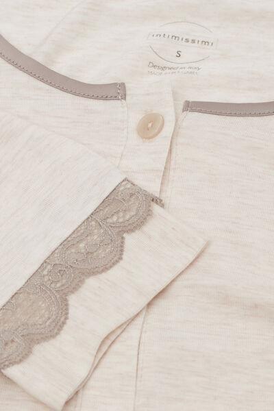 Beige Button-Front Lace Detail Nightdress, , large image number 4