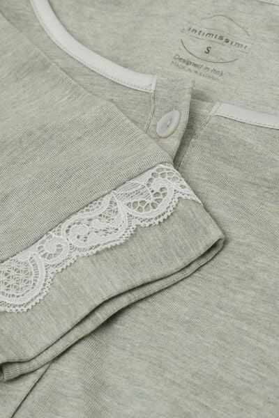 Green Button-Front Lace Detail Nightdress, 5601_949J, large image number 4