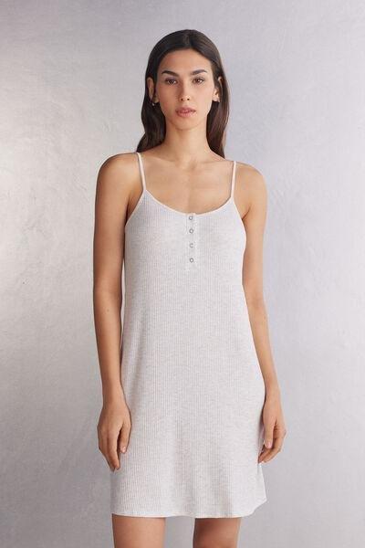Grey Spaghetti Straps Nightdress, , large image number 0