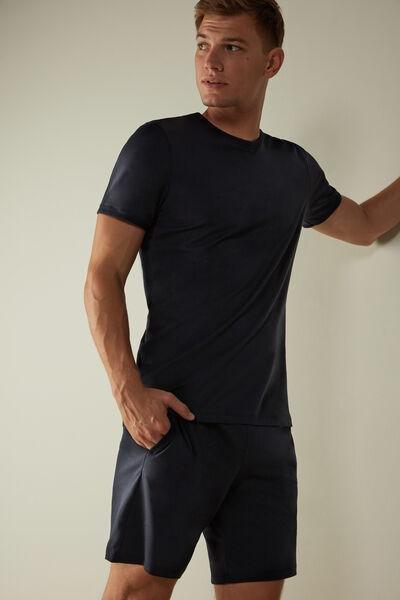 Blue Cropped Basic Cotton Pyjamas, , large image number 1