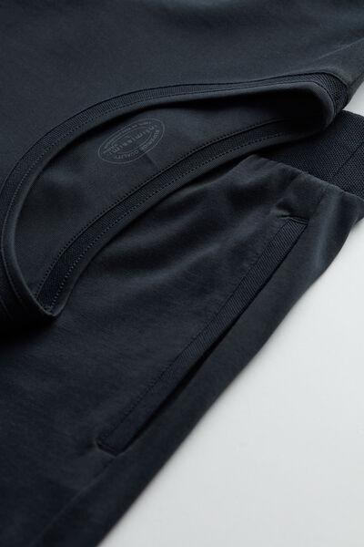 Blue Cropped Basic Cotton Pyjamas, , large image number 5