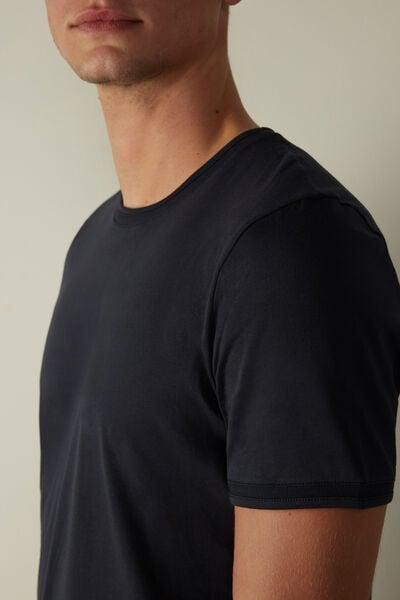 Navy Cropped Basic Cotton Pyjama Set, 5601_800, large image number 6