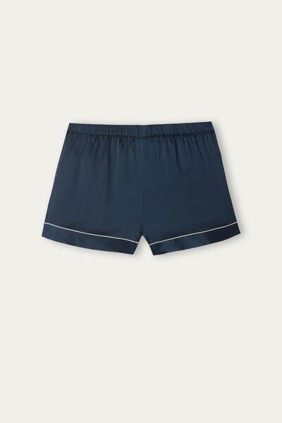 Navy Silk Shorts With Contrasting Trim, Intense Blue, large image number 2