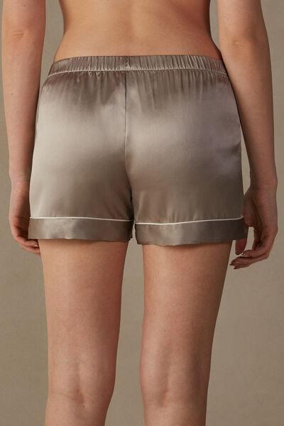 Beige Silk Shorts, , large image number 3