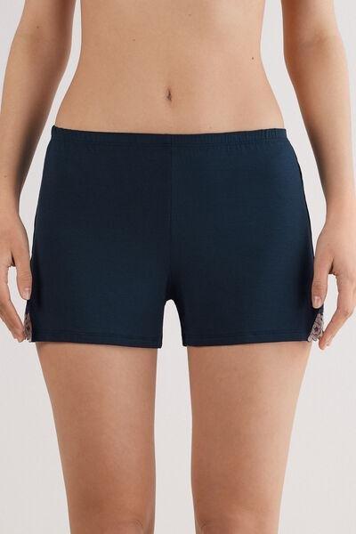 Navy Pretty Flowers Modal Shorts, , large image number 0