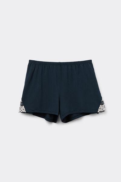 Navy Pretty Flowers Modal Shorts, , large image number 1