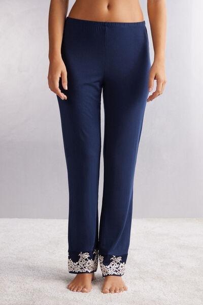 Navy Pretty Flowers Modal Pants, , medium