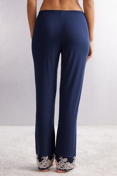 Navy Pretty Flowers Modal Pants, , large image number 3