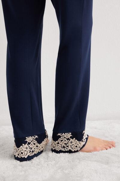 Navy Pretty Flowers Modal Pants, Intense Blue/vanilla, large image number 5