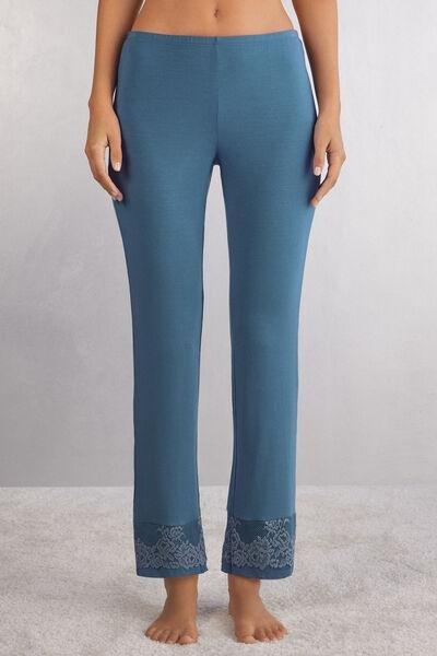 Blue Pretty Flowers Full-Length Modal Trousers, 5601_658J, large image number 0