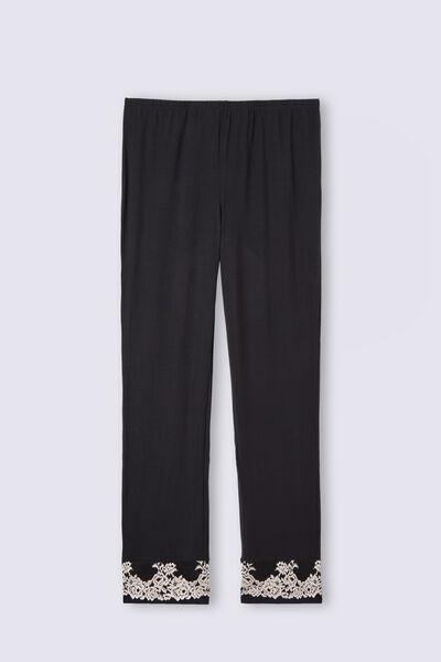 Black Pretty Flowers Modal Trousers, , large image number 2