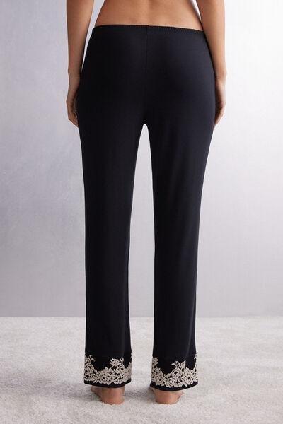 Black Pretty Flowers Modal Trousers, , large image number 3