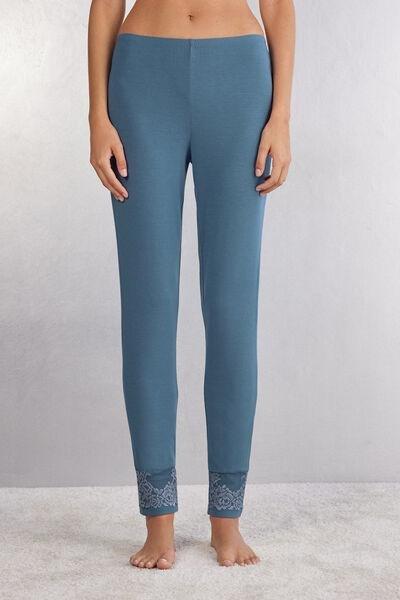 Blue Pretty Flowers Full-Length Trousers, , medium