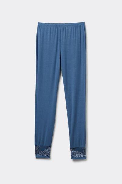 Blue Pretty Flowers Full-Length Trousers, , large image number 2