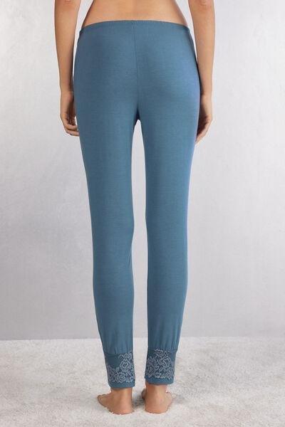 Blue Pretty Flowers Full-Length Trousers, , large image number 3