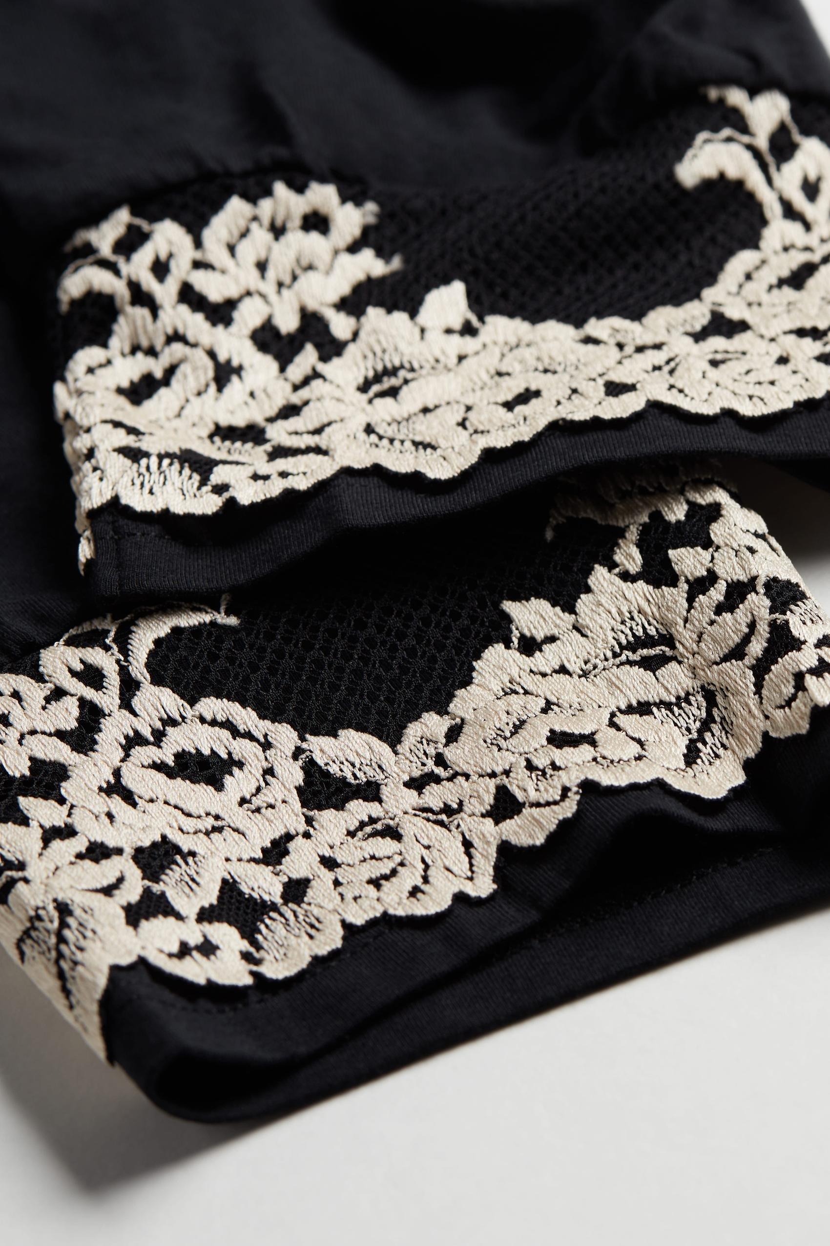Black Pretty Flower Modal Pyjama Bottoms, , large image number 5