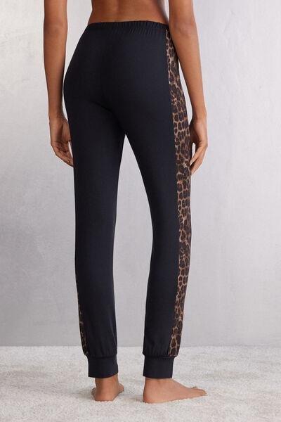 Multicolour Luxurious Leopard Cuffed Modal Pants, 5601_774J, large image number 3