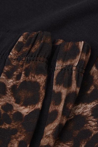 Multicolour Luxurious Leopard Cuffed Modal Pants, 5601_774J, large image number 4