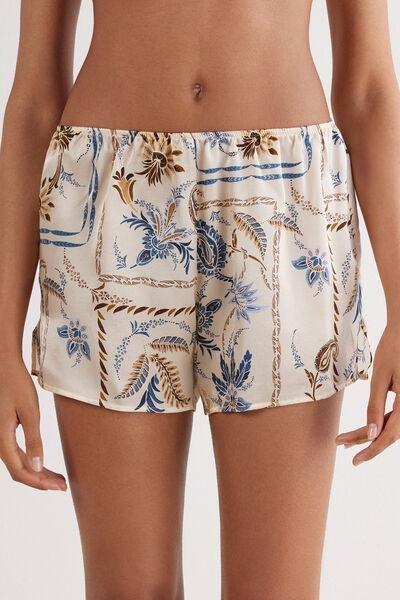 Multicolour Printed Silk Shorts, 5601_868J, medium