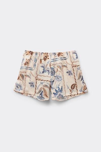 Multicolour Printed Silk Shorts, 5601_868J, medium