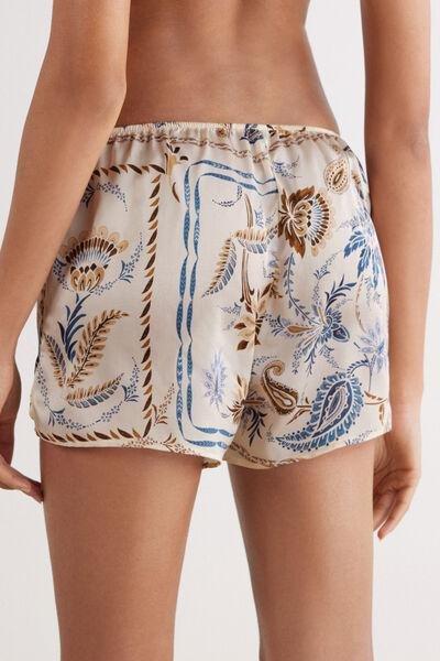 Multicolour Printed Silk Shorts, 5601_868J, large image number 3