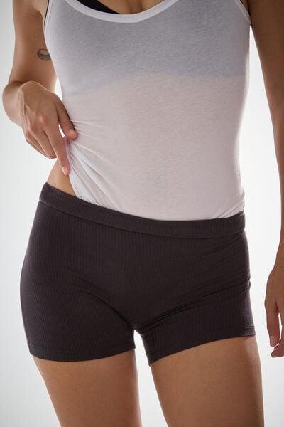 Black Your Everyday Wear Ribbed Cycling Shorts, Black, medium