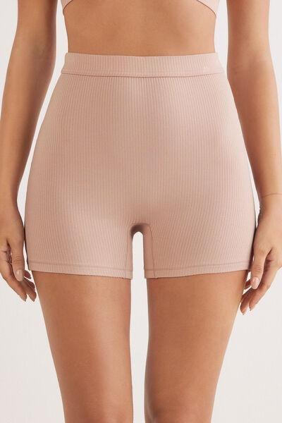 Beige Your Everyday Wear Ribbed Cycling Shorts, 5601_939J, medium