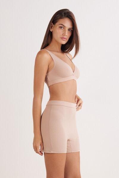 Beige Your Everyday Wear Ribbed Cycling Shorts, , large image number 2